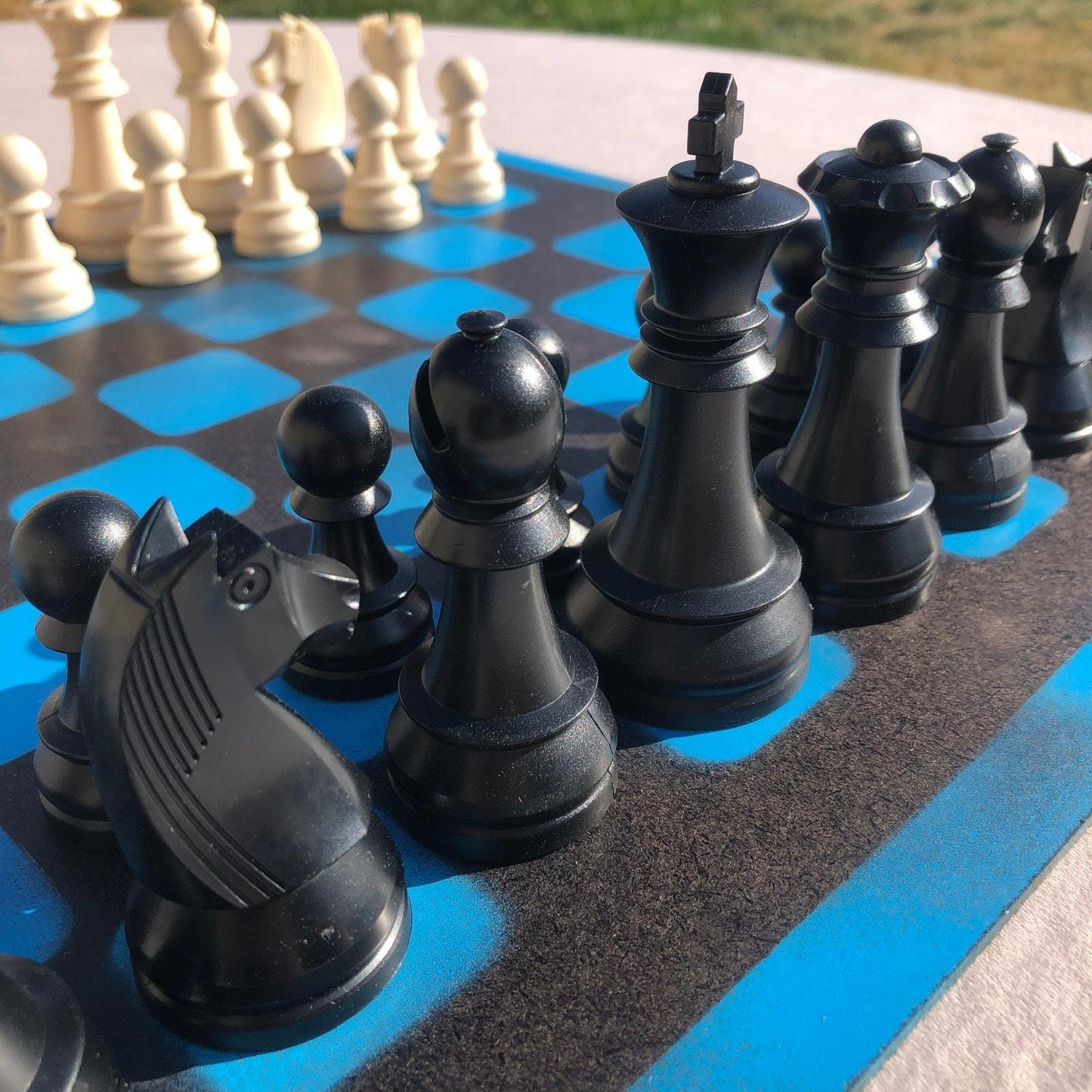 Large Chess Set - Blue & Black