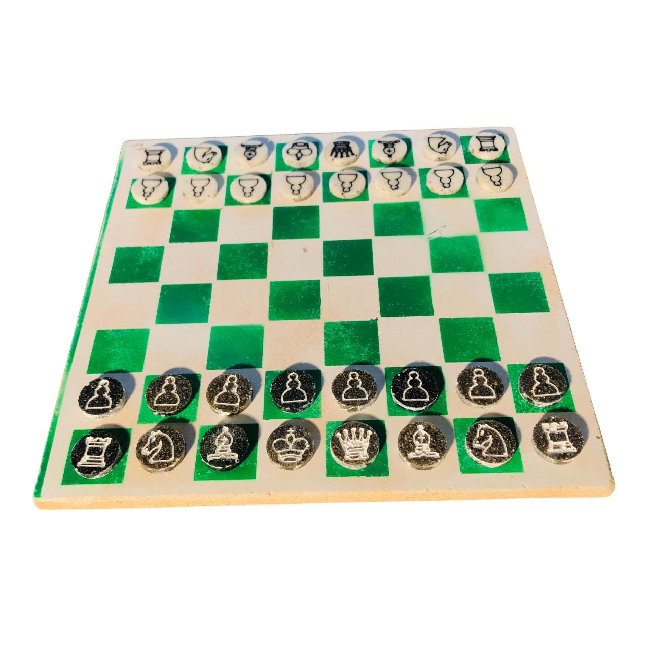 Chess Set - Green & White