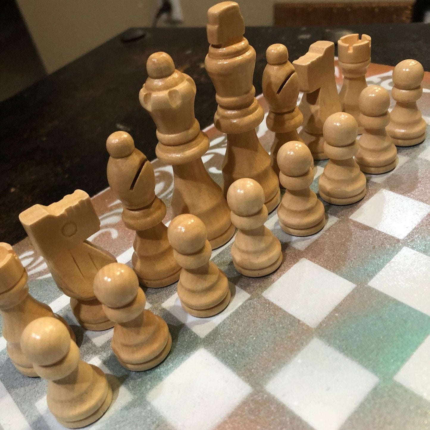 Chess Set - Mint Green & Orange Mix