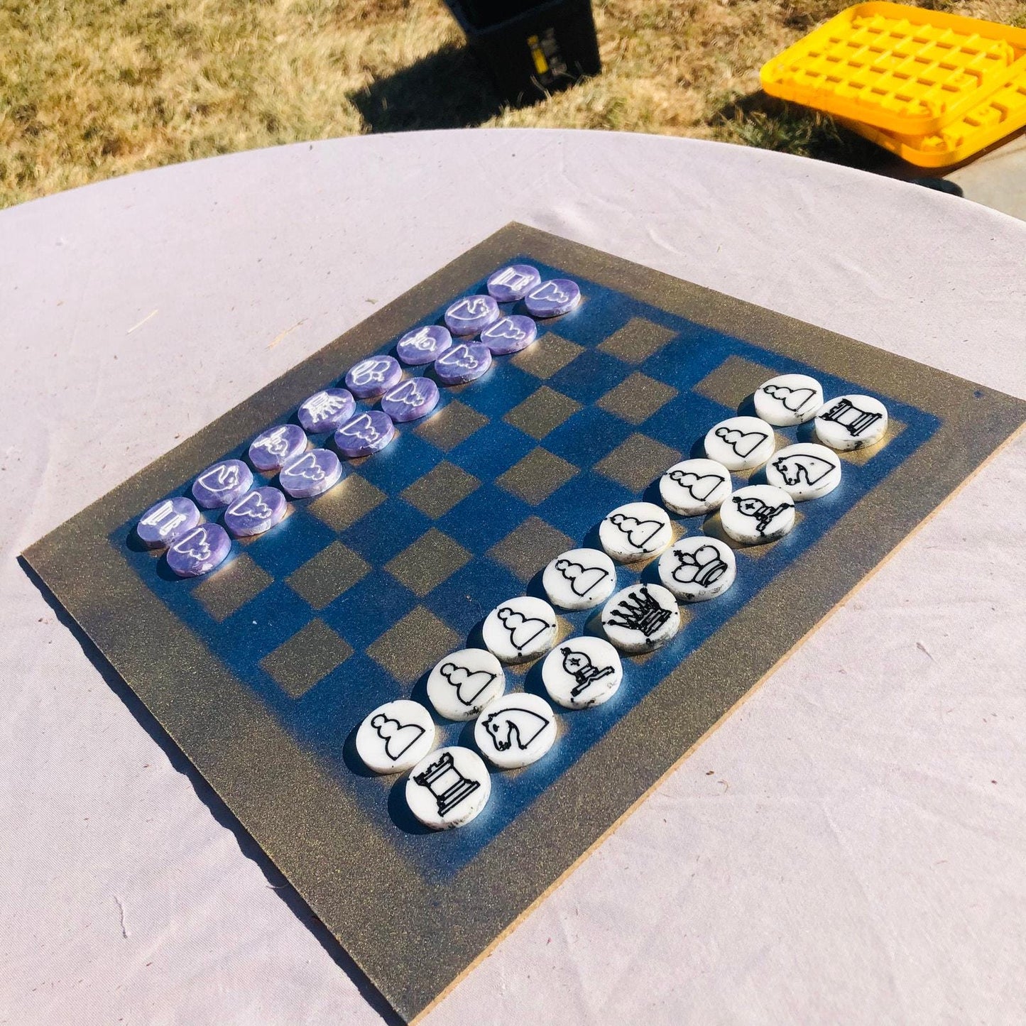 Chess Set - Navy Blue Gold