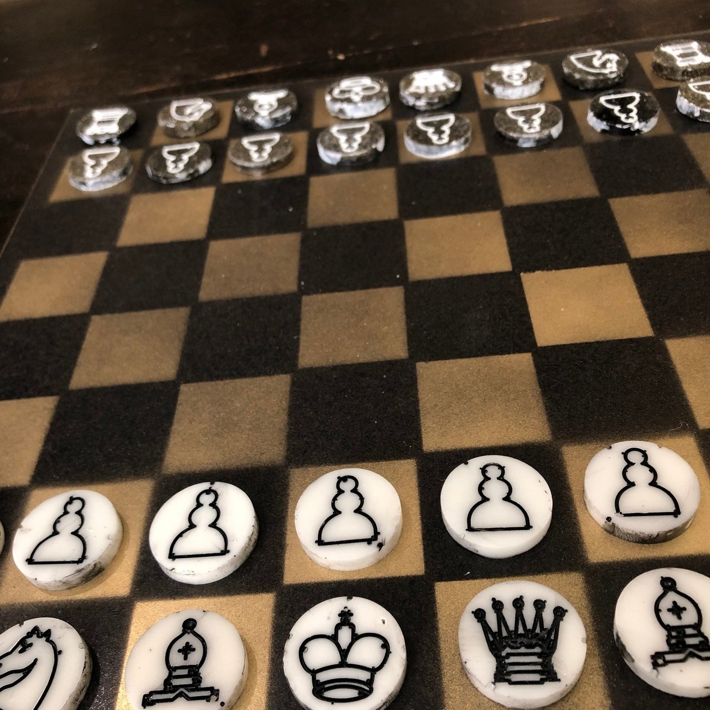 Painted Chess Set - Gold & Black