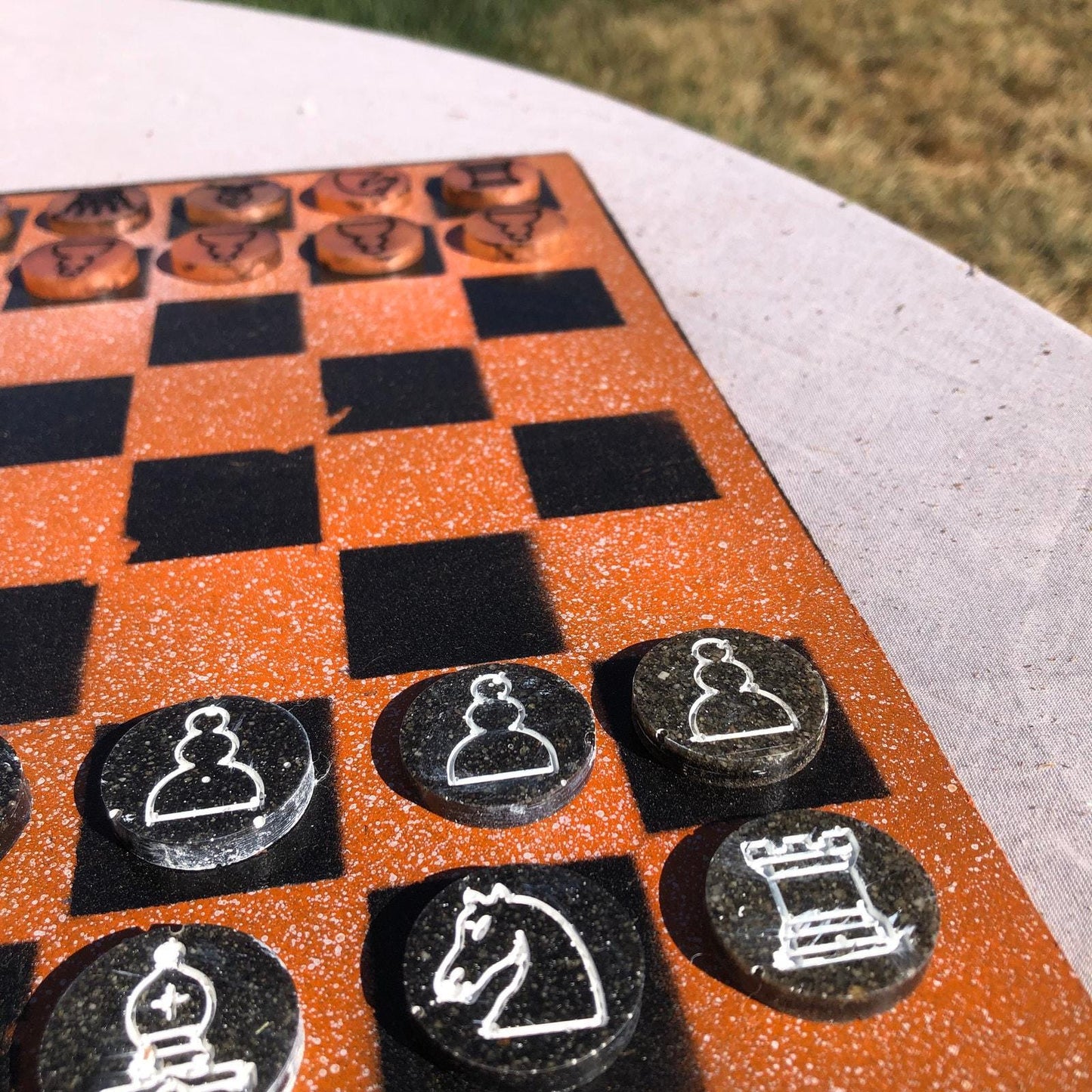 Chess Set - Speckled Orange/Black