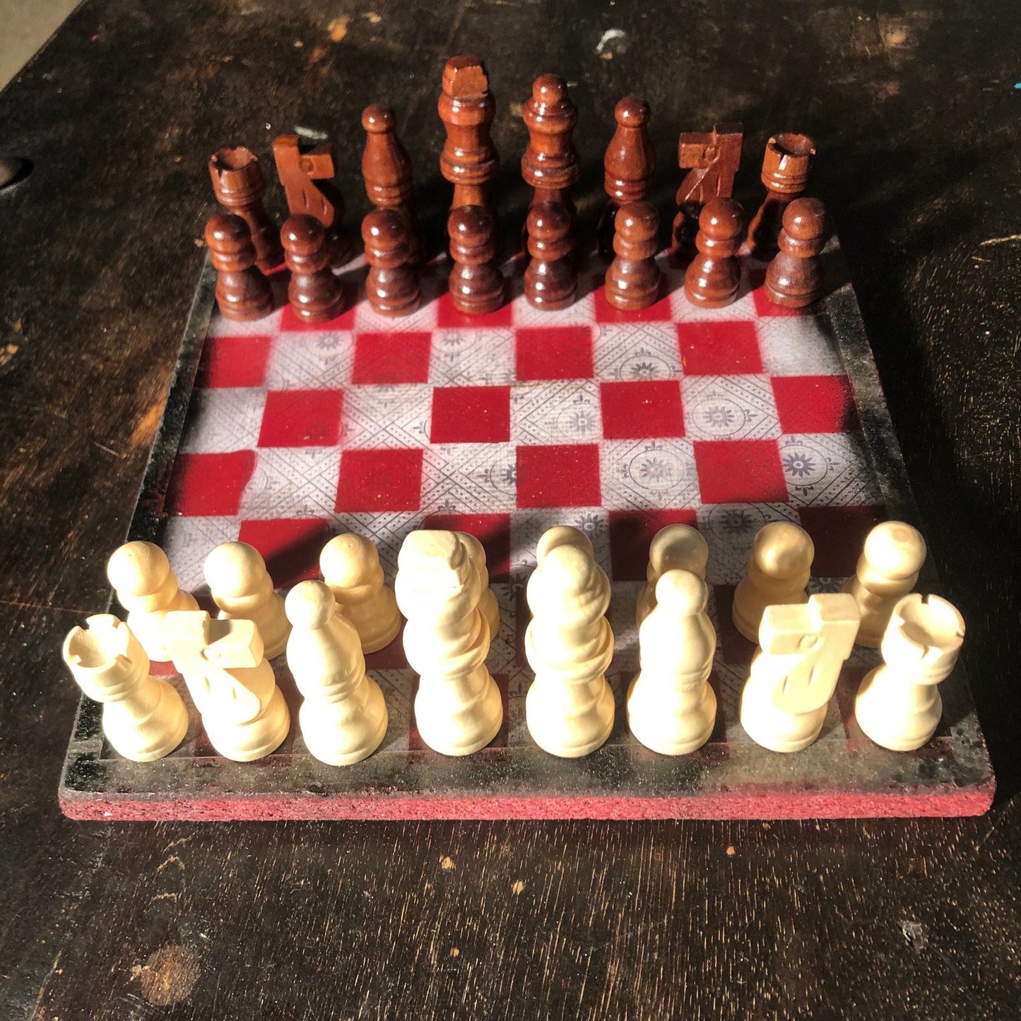 Scrapbook Chess Set - Red Royal Pattern