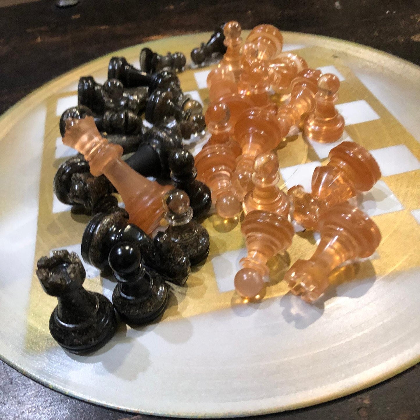 Vinyl Chess Set - Champagne Gold (Resin Pieces)