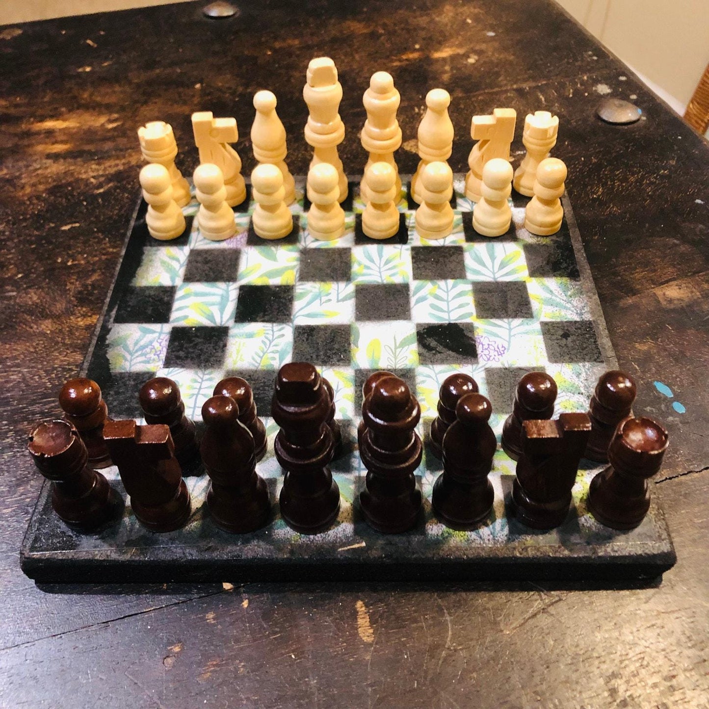 Scrapbook Chess Set - Green Plants