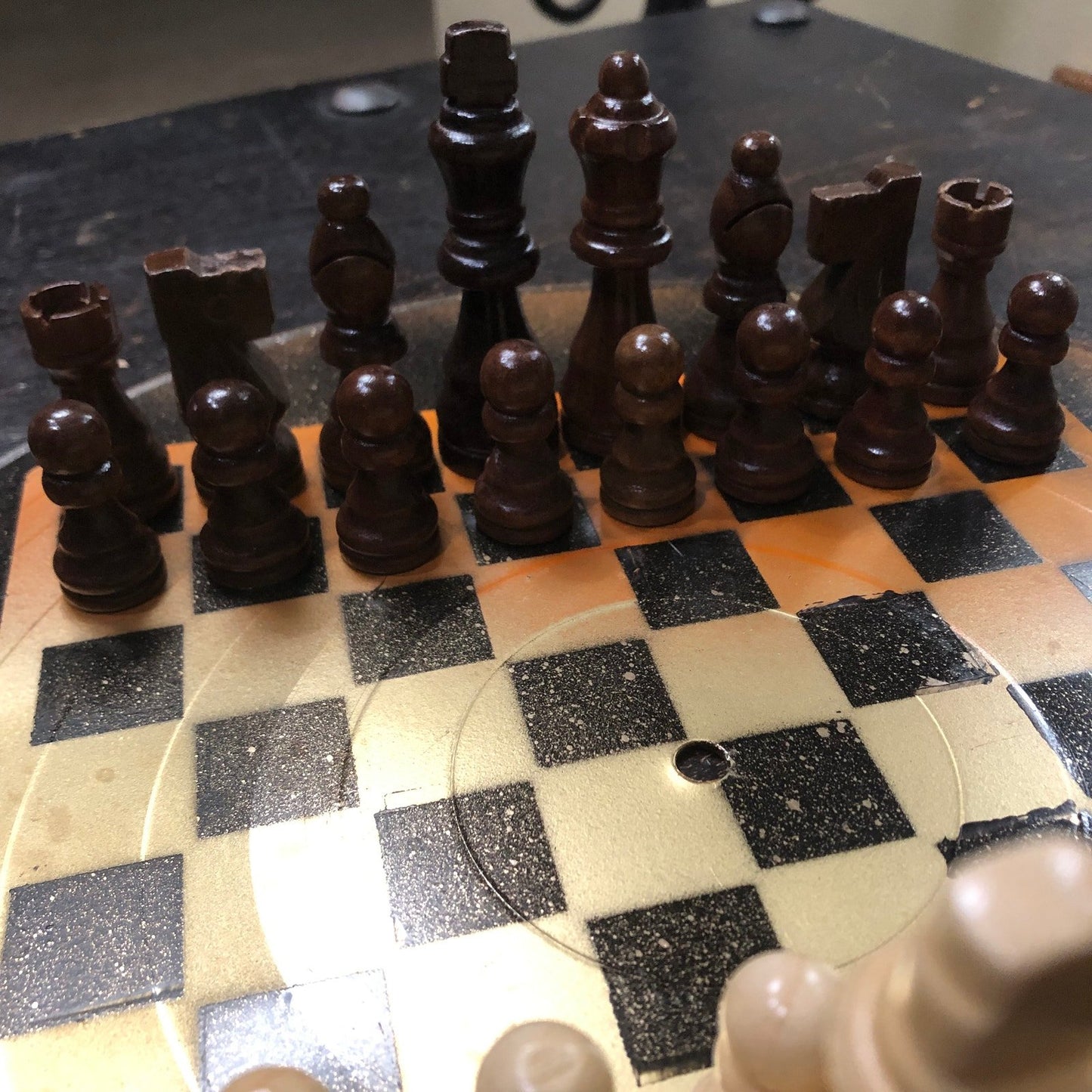 Vinyl Chess Set - Orange Gold & Black