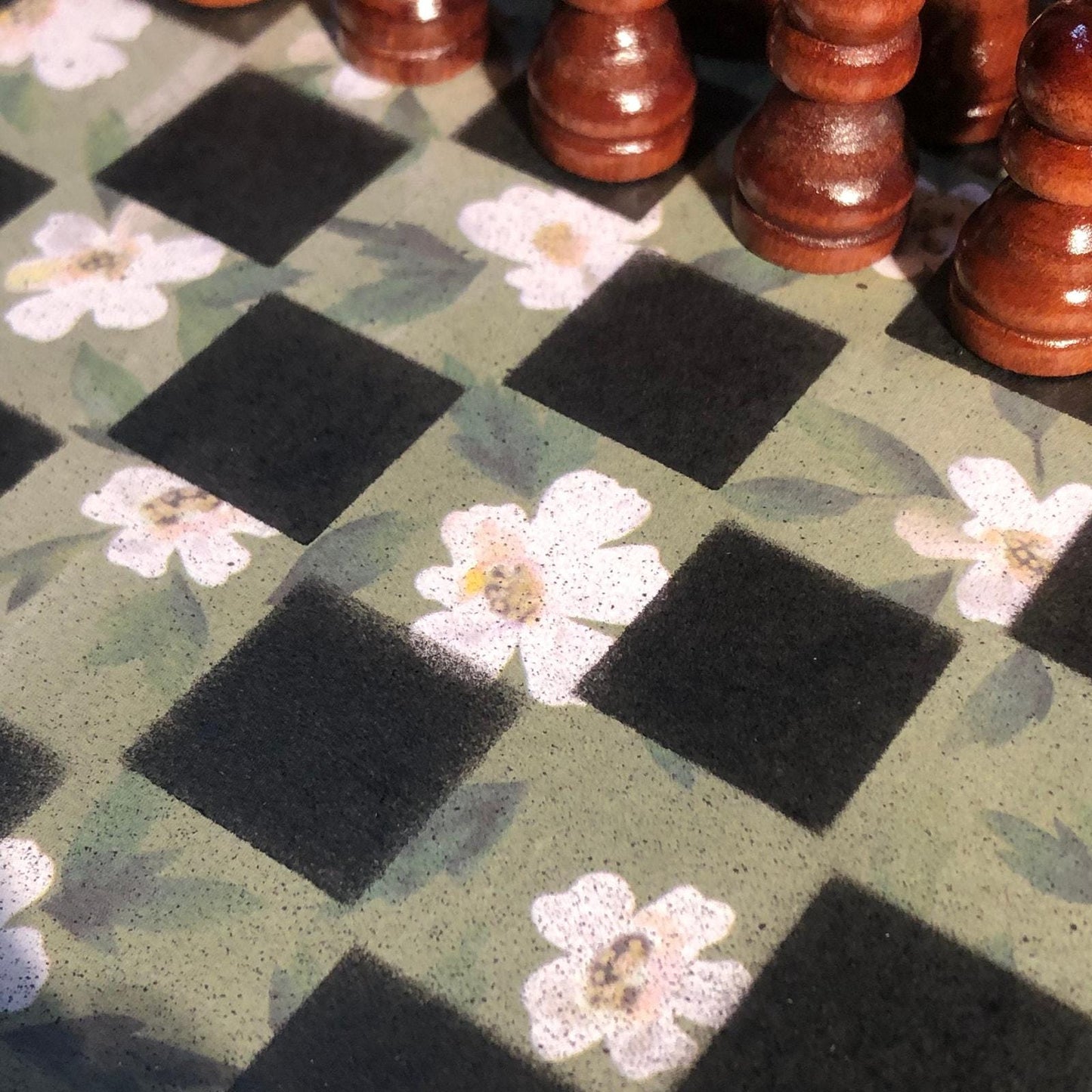 Scrapbook Chess Set - Green Flower