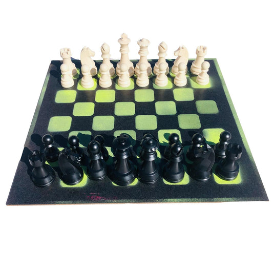 Large Chess Set - Lime Green & Black