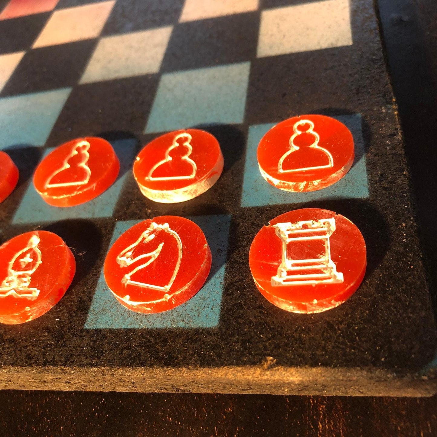 Chess Set - Red White & Blue (Resin Pieces)