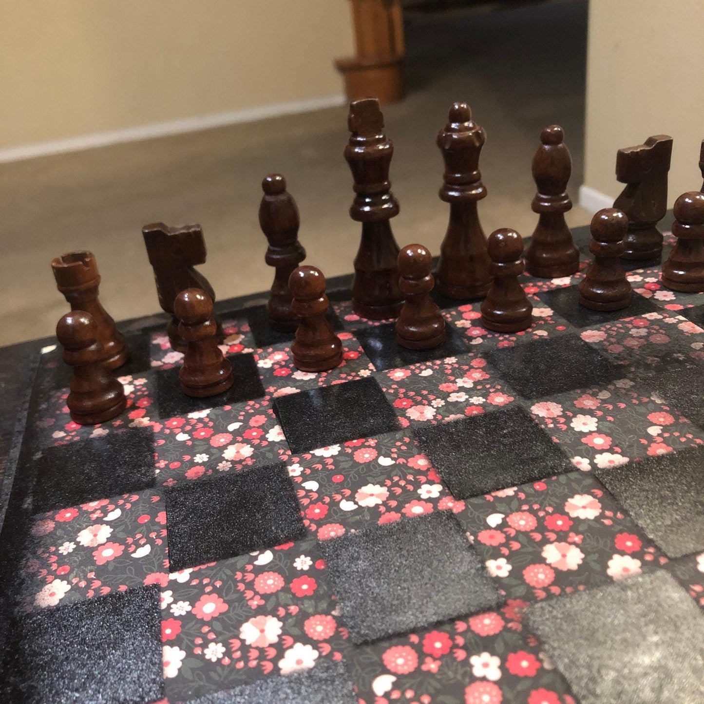 Scrapbook Chess Set - Dark Flowers