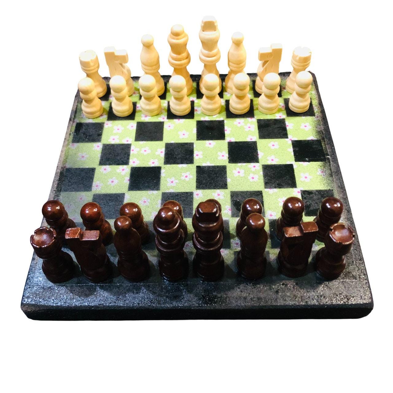 Scrapbook Chess Set - Lime Green Flower