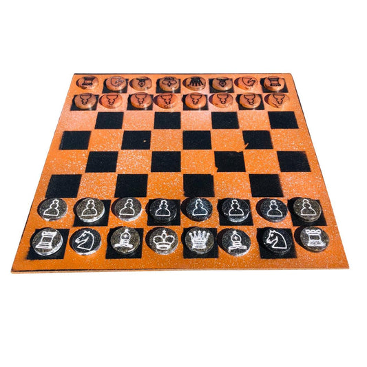 Chess Set - Speckled Orange/Black