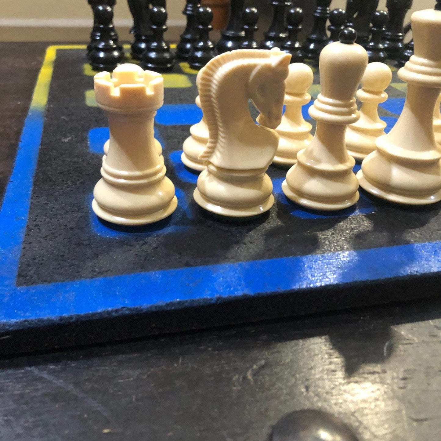 Large Chess Set - Black, Blue & Yellow