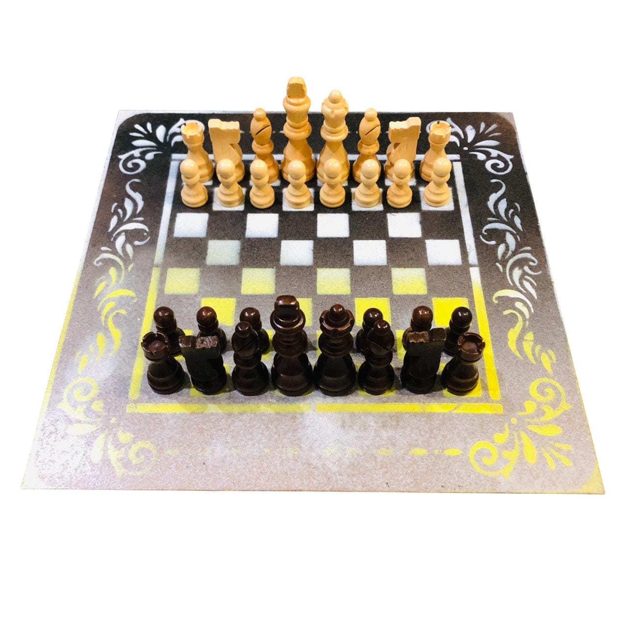 Chess Set - Black Yellow & White