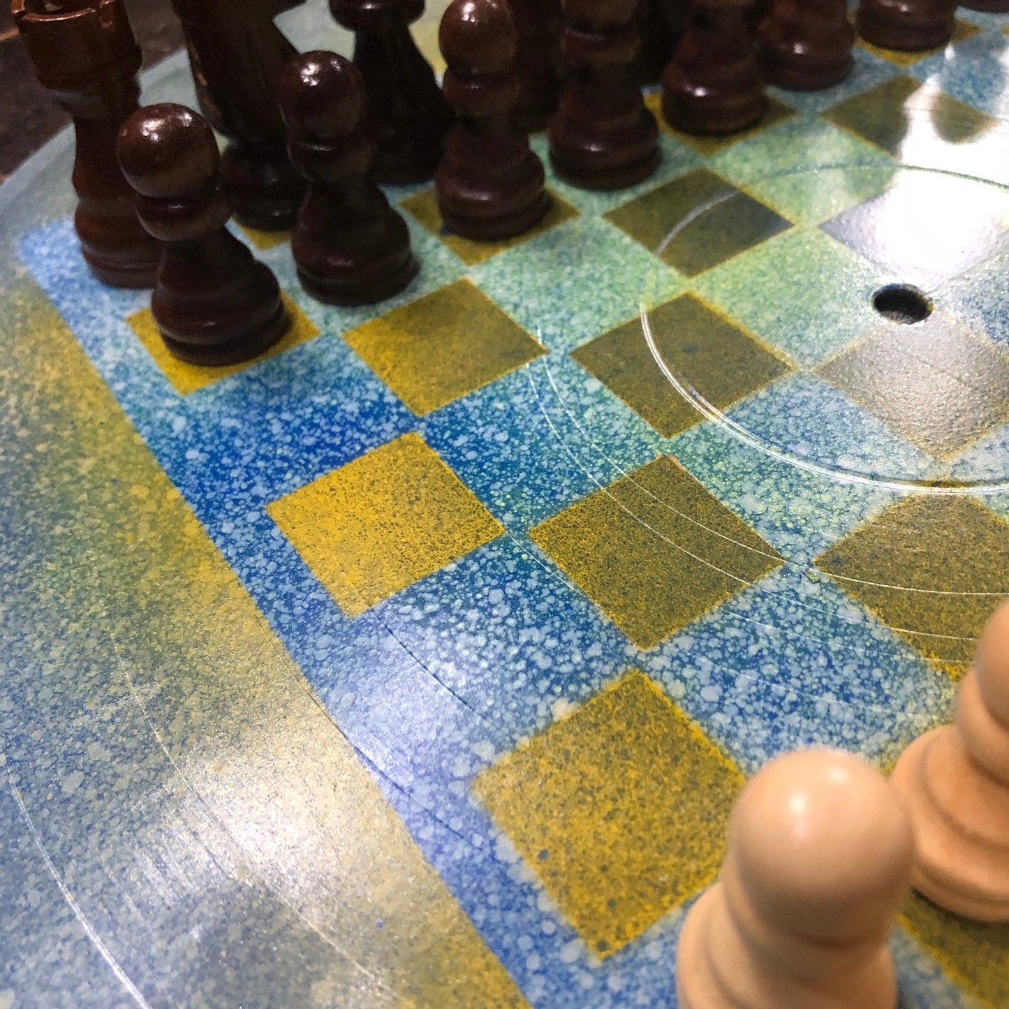 Vinyl Chess Set - Blue Yellow Mist