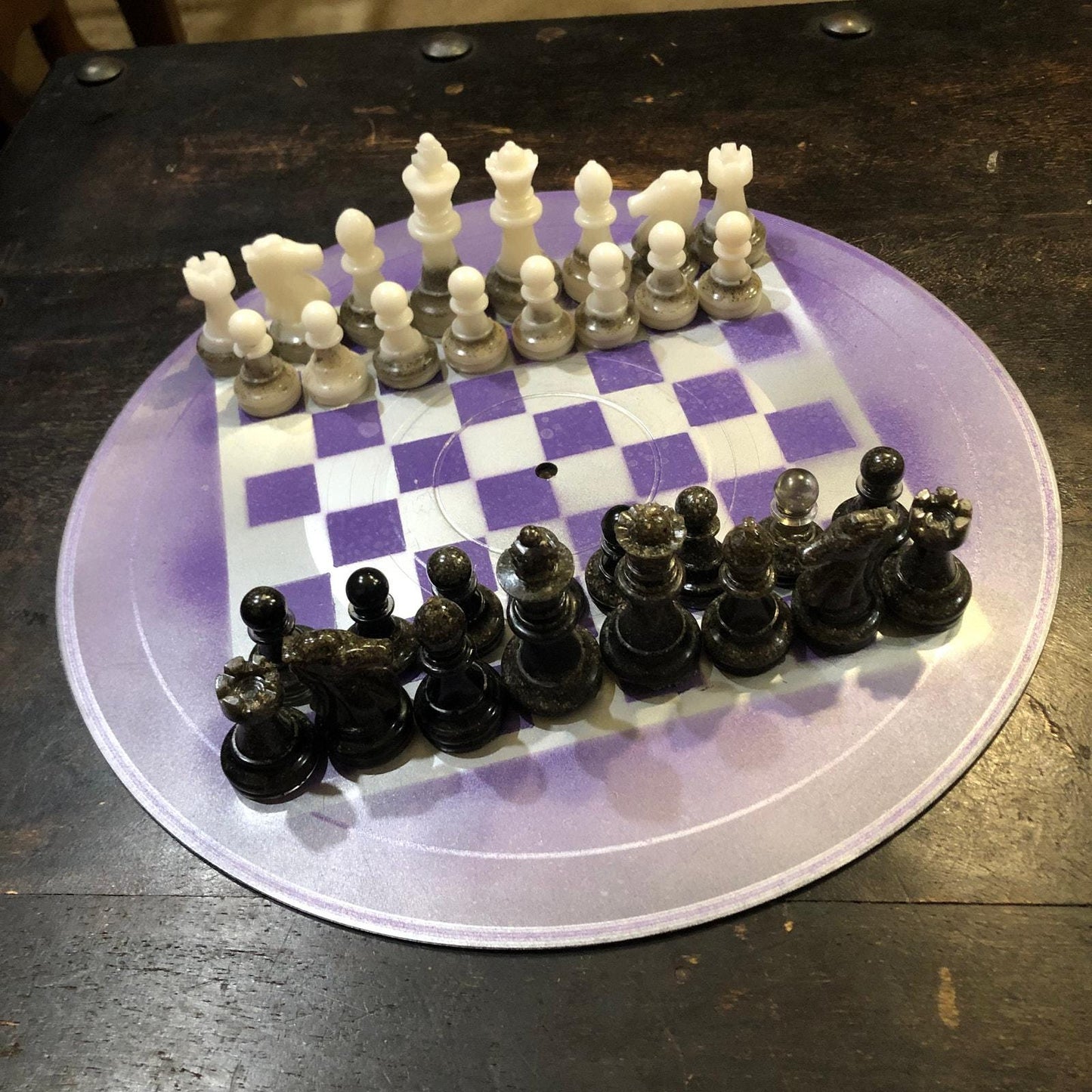 Vinyl Chess Set -Purple Chrome (Resin Pieces)