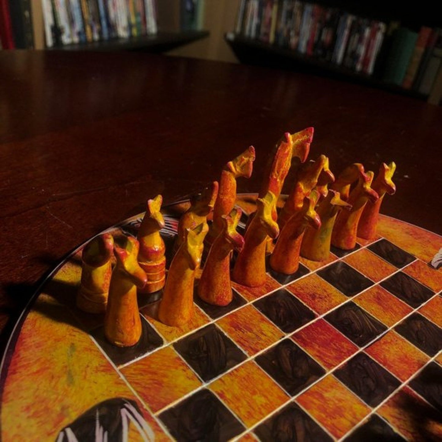 African Vintage Chess Set - Orange Safari Chess Board