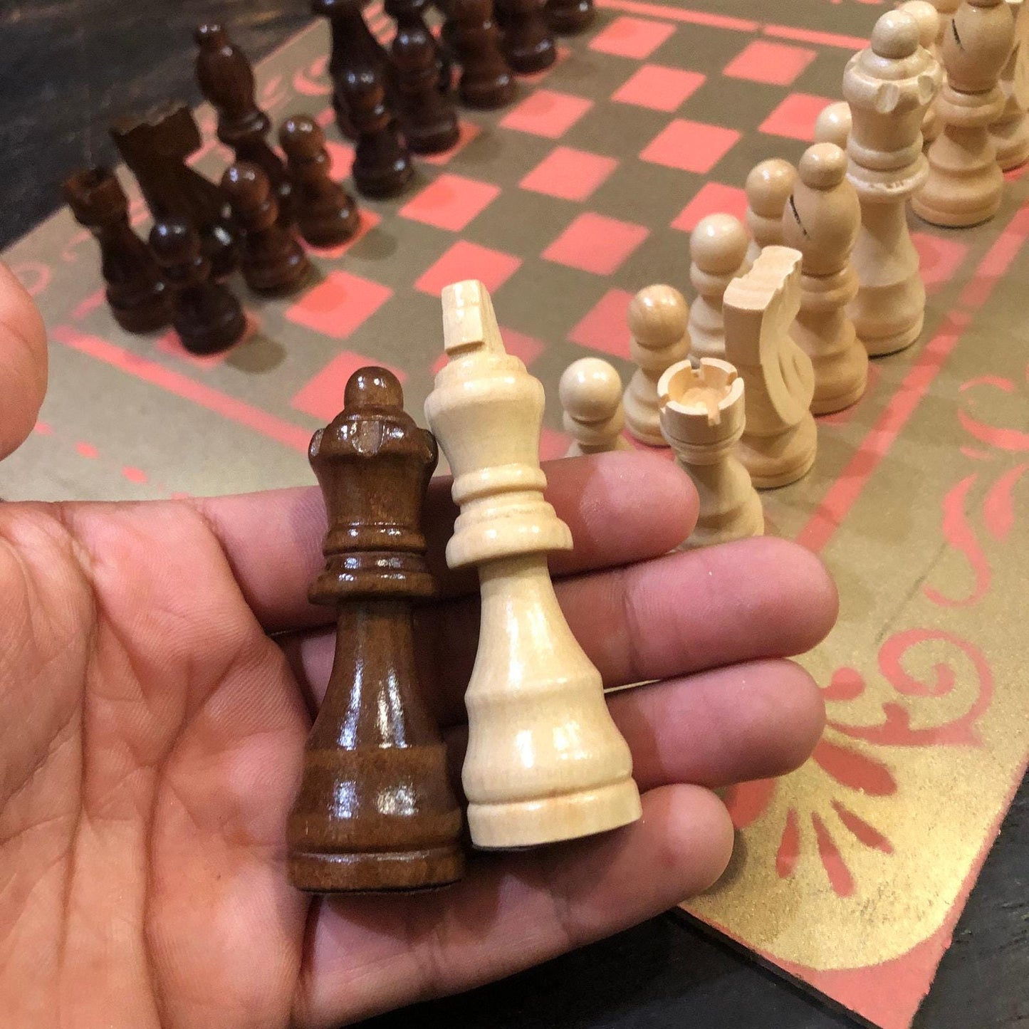 Chess Set - Golden Peach Pink