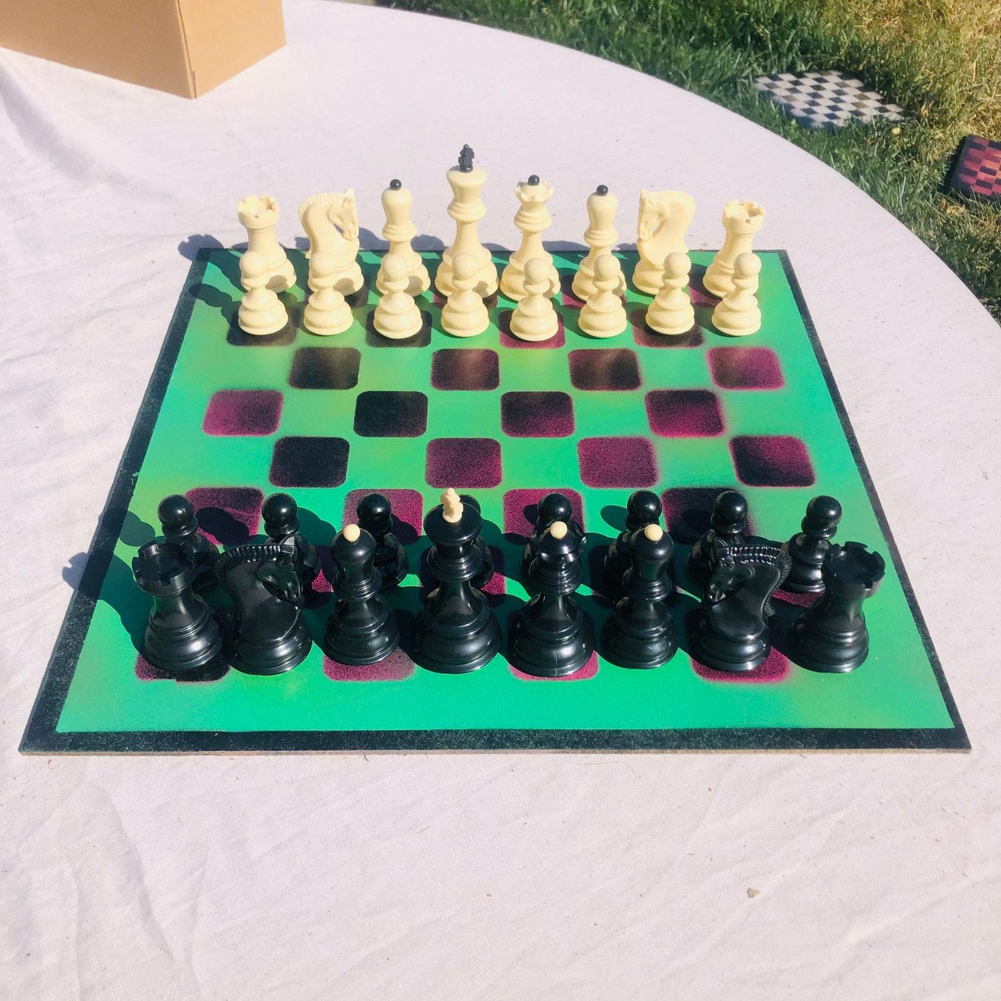 Large Chess Set - Purple & Green