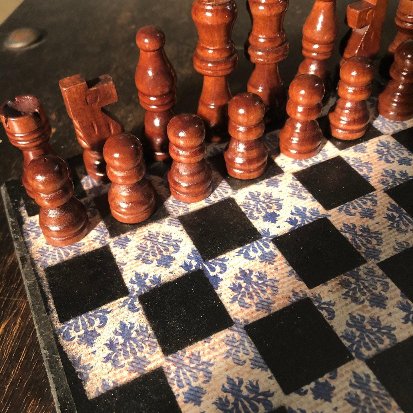 Scrapbook Chess Set - Vintage Blue