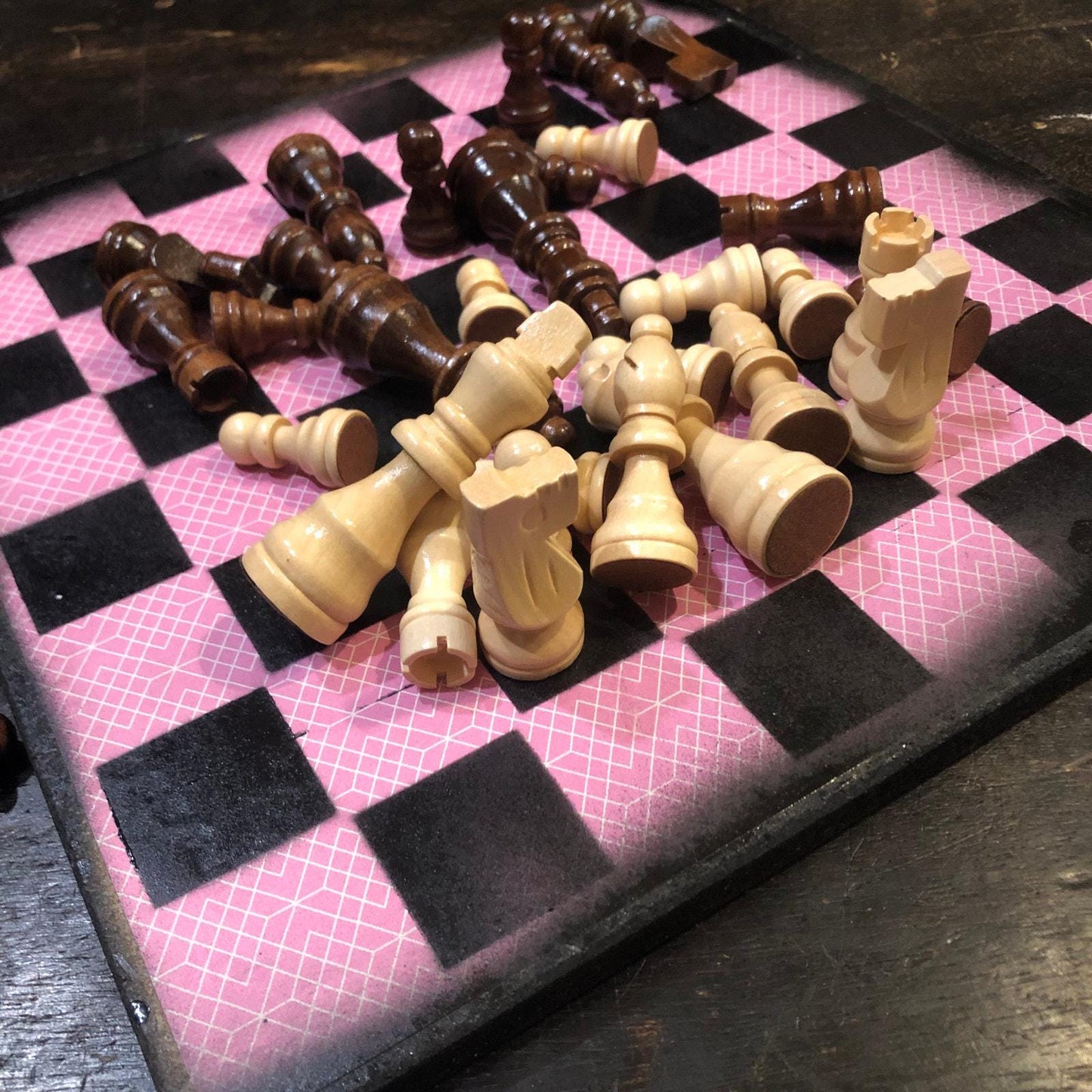 Scrapbook Chess Set - Pink Pattern