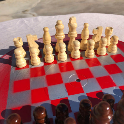 Vinyl Chess Set - Red Chrome