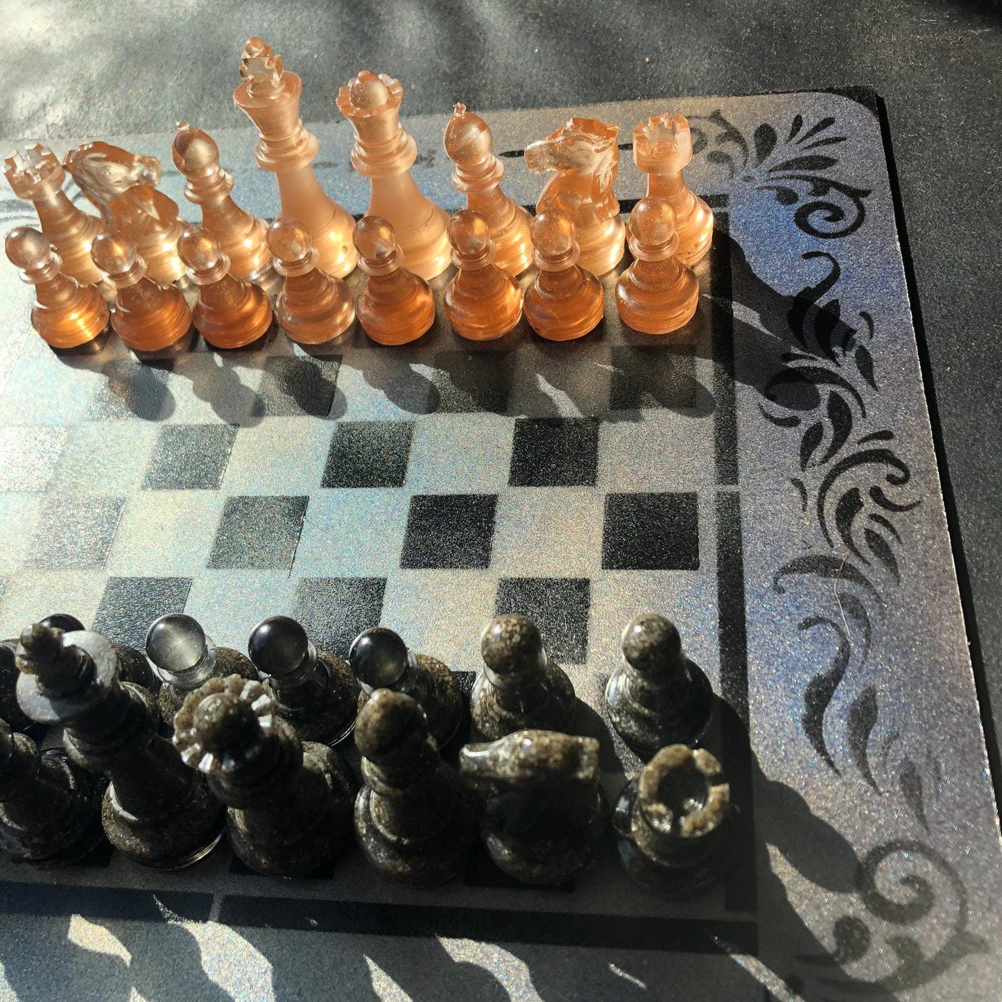 Chess Set - Amber & Black