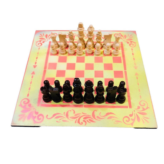 Chess Set - Yellow & Peach Pink