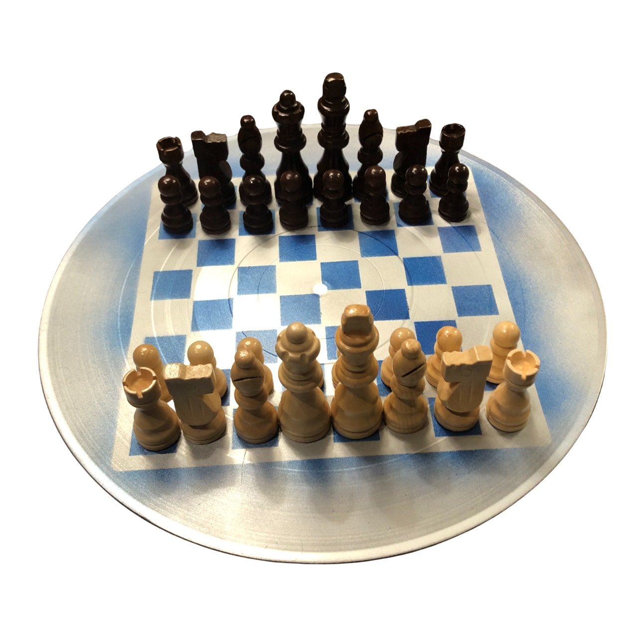 Vinyl Chess Set - Blue & Silver