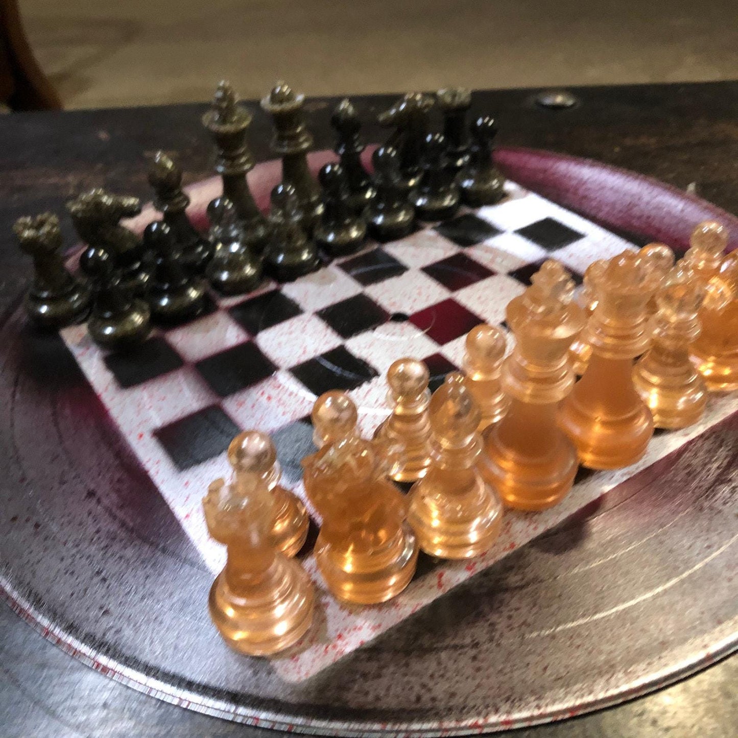 Vinyl Chess Set - Violet Rain (Resin Pieces)