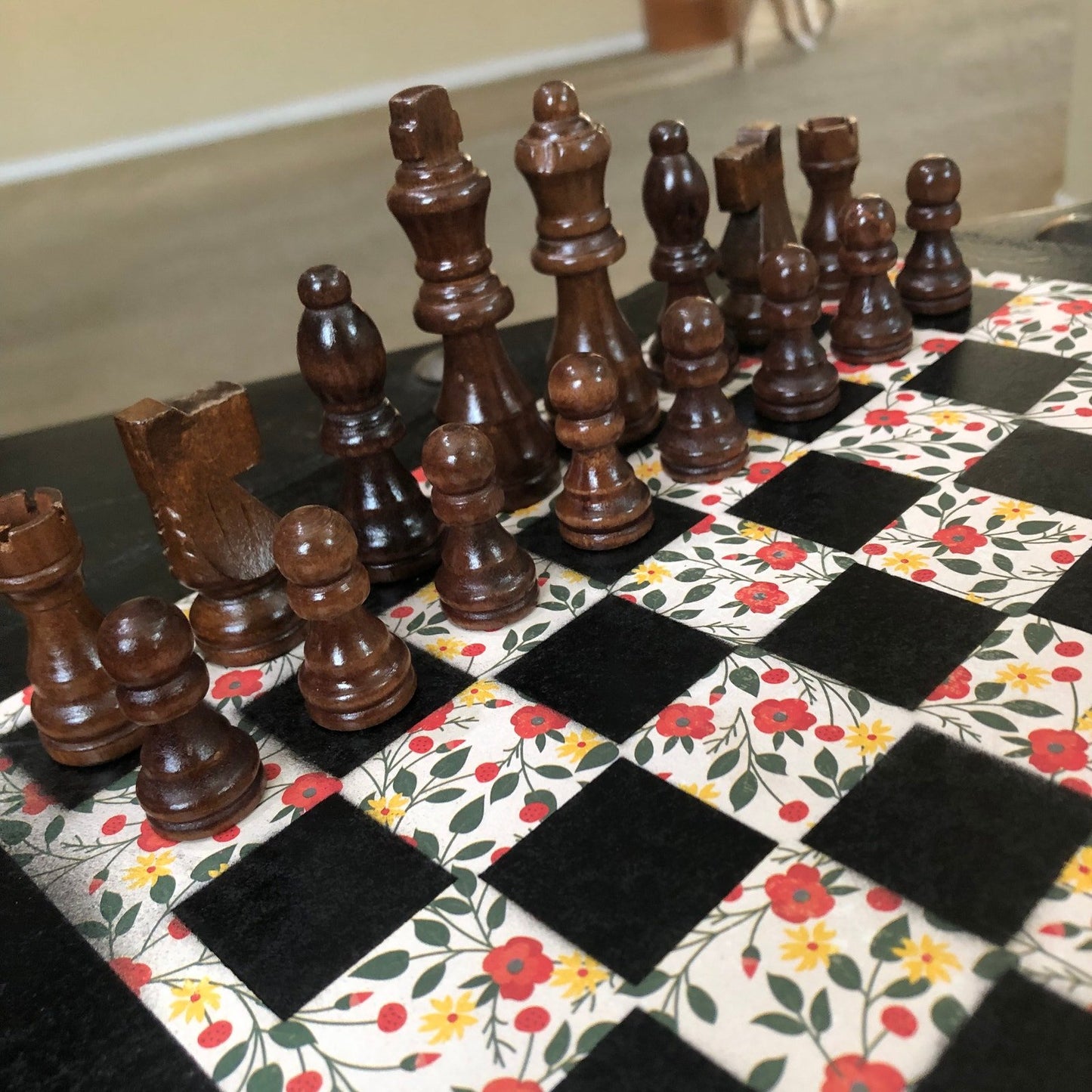 Scrapbook Chess Set - Vintage Flowers