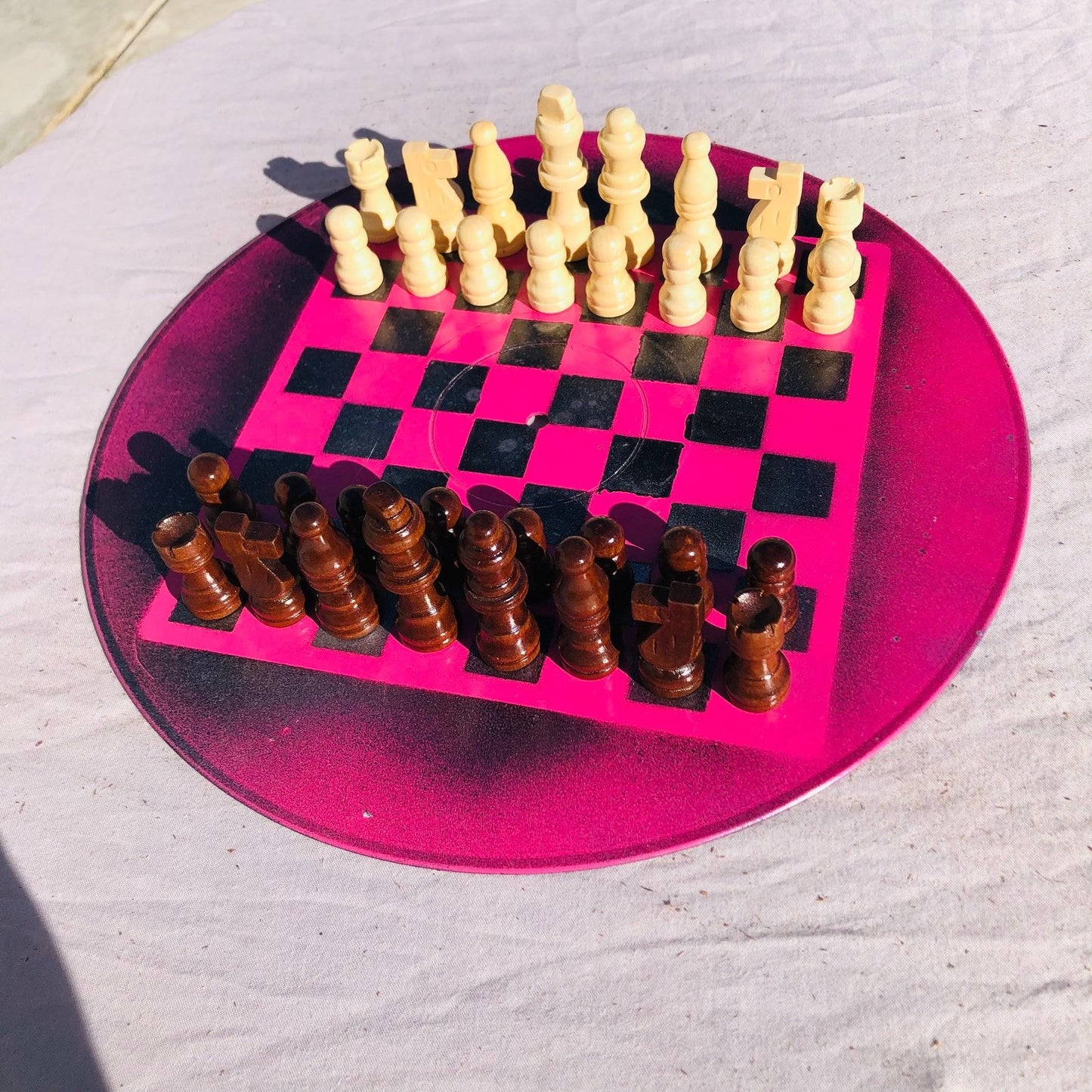 Vinyl Chess Set - Hot Pink