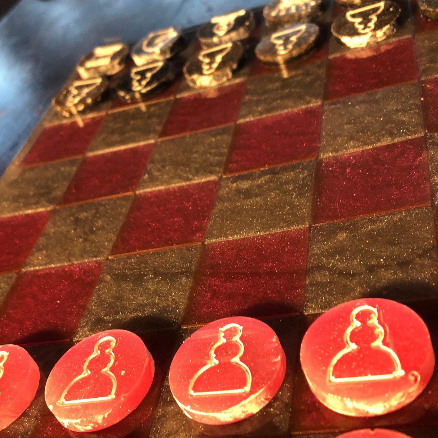 Handmade Resin Chess Set - Violet Black