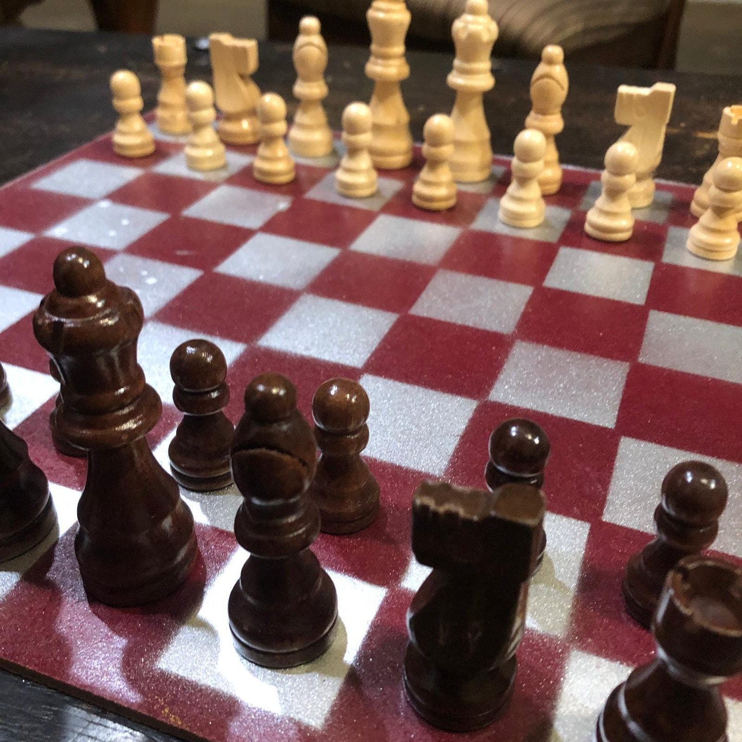 Chess Set - Red & Silver