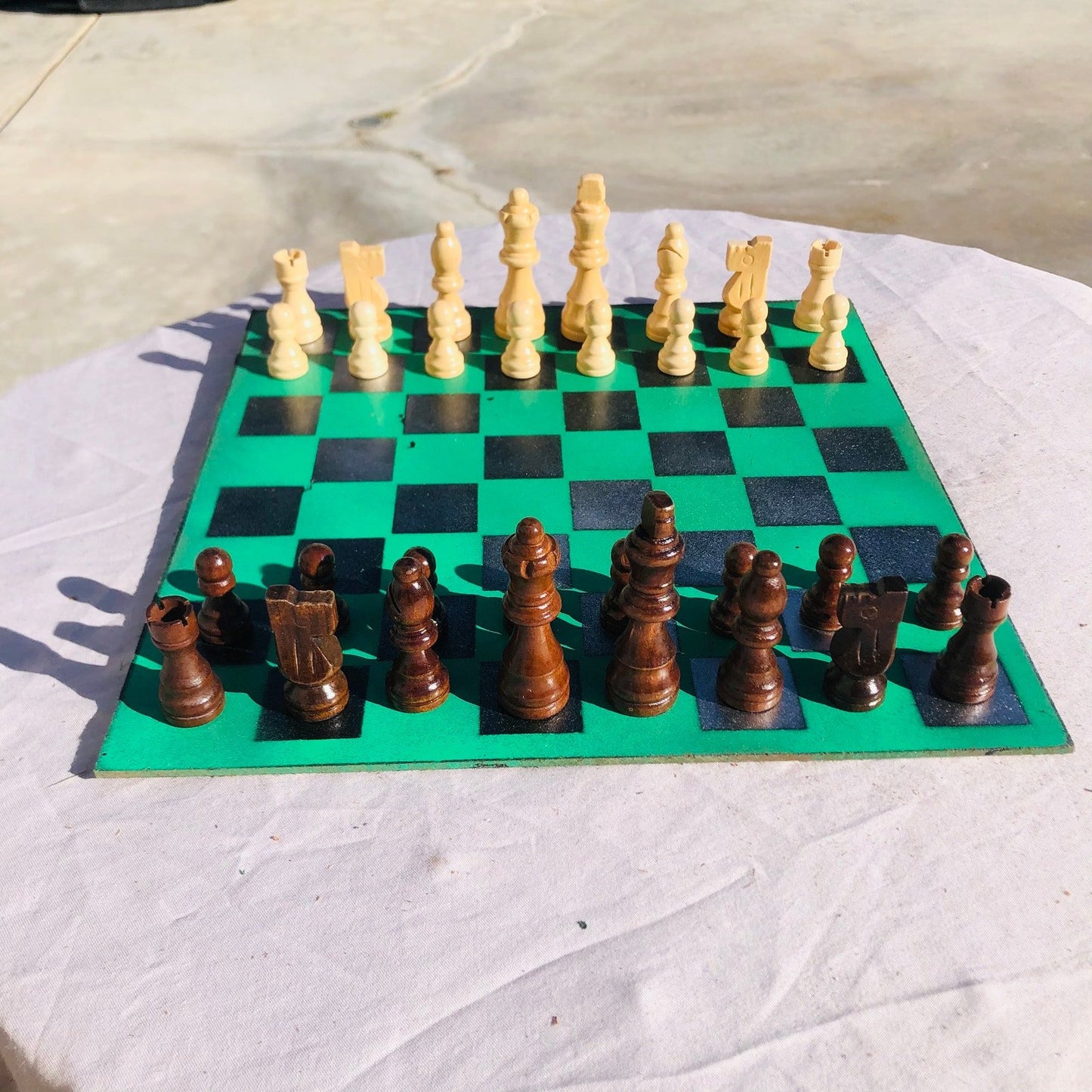 Chess Set - Green Silver