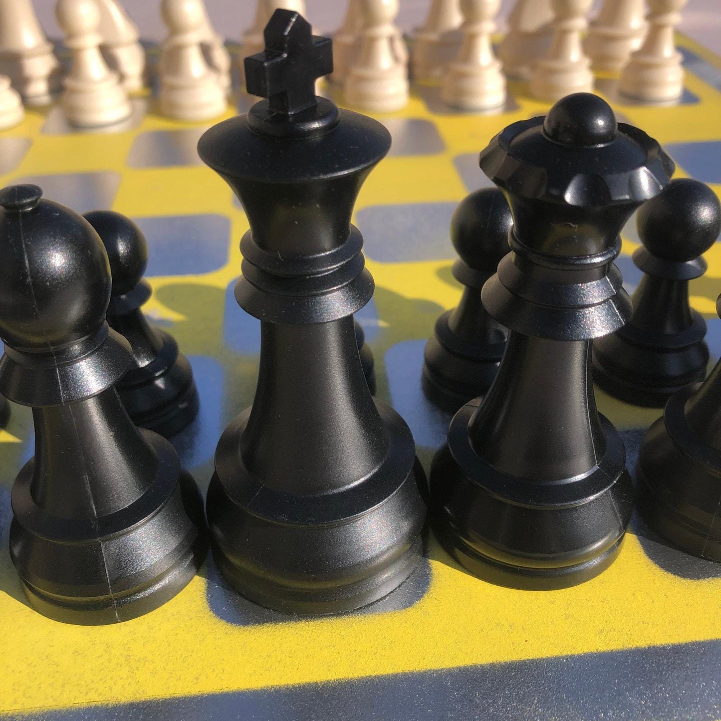 Large Chess Set - Yellow Chrome