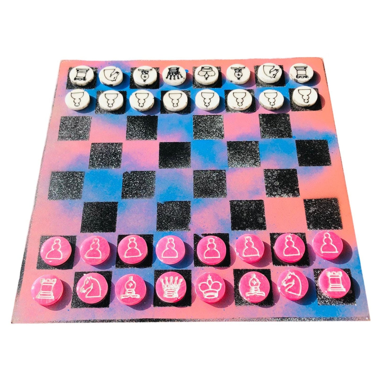 Chess Set - Blue & Pink Swirl