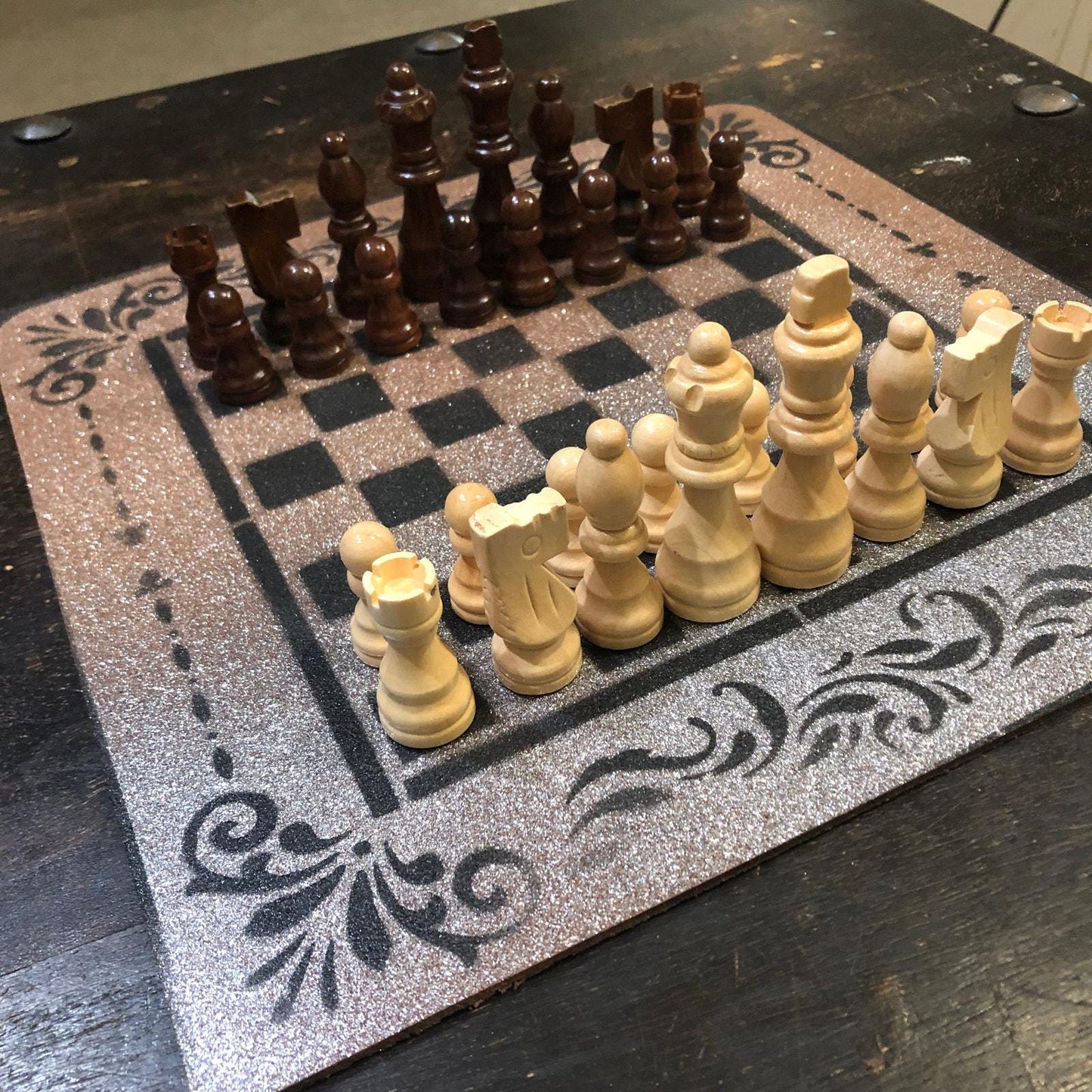 Chess Set - Chrome Gold Sparkles