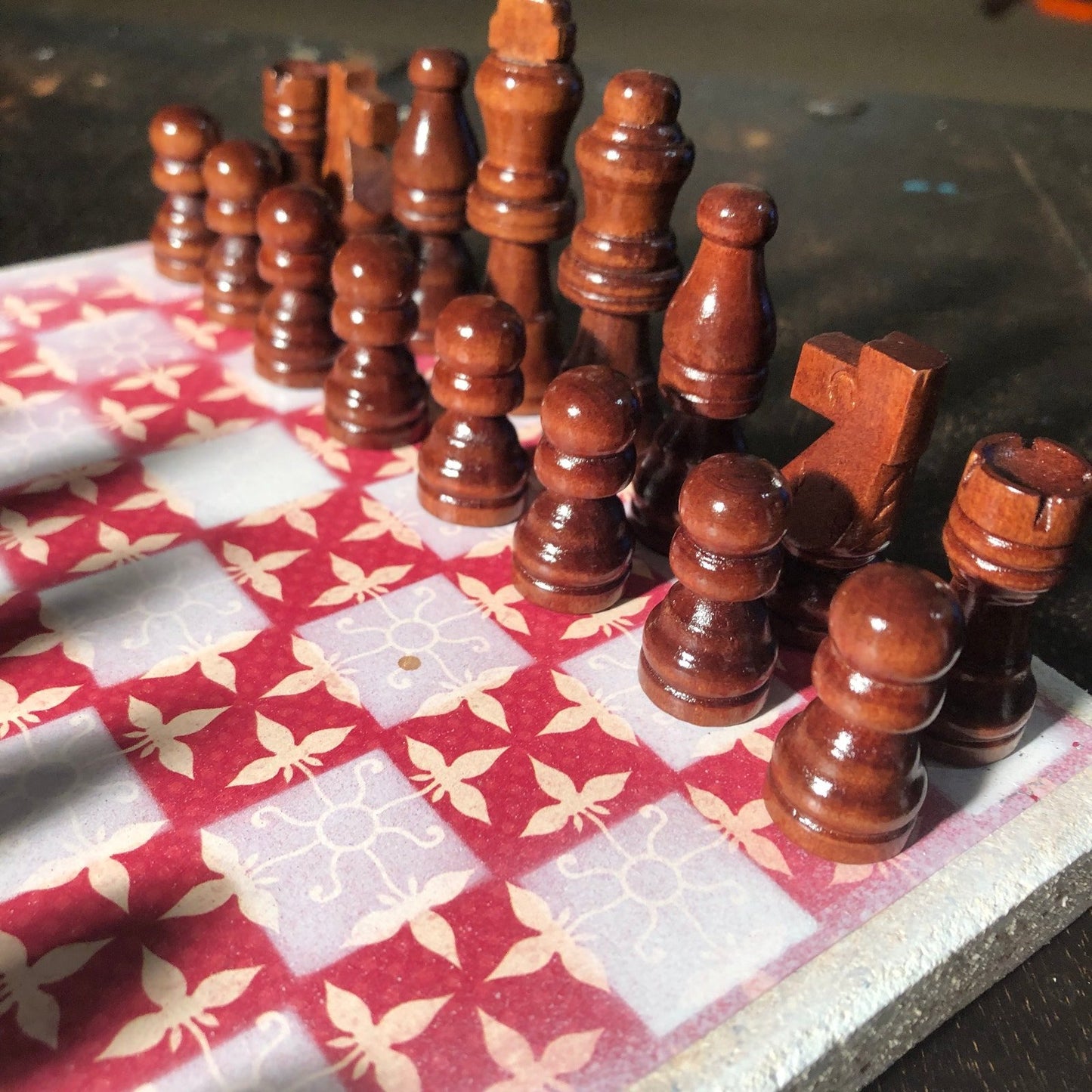 Scrapbook Chess Set - Elegant Red