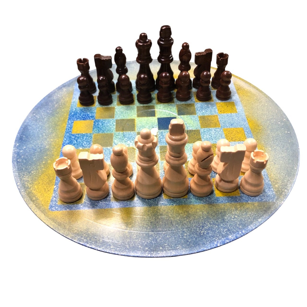 Vinyl Chess Set - Blue Yellow Mist