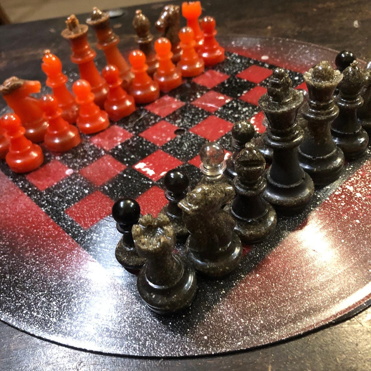 Vinyl Chess Set - Red Galaxy (Resin Pieces)