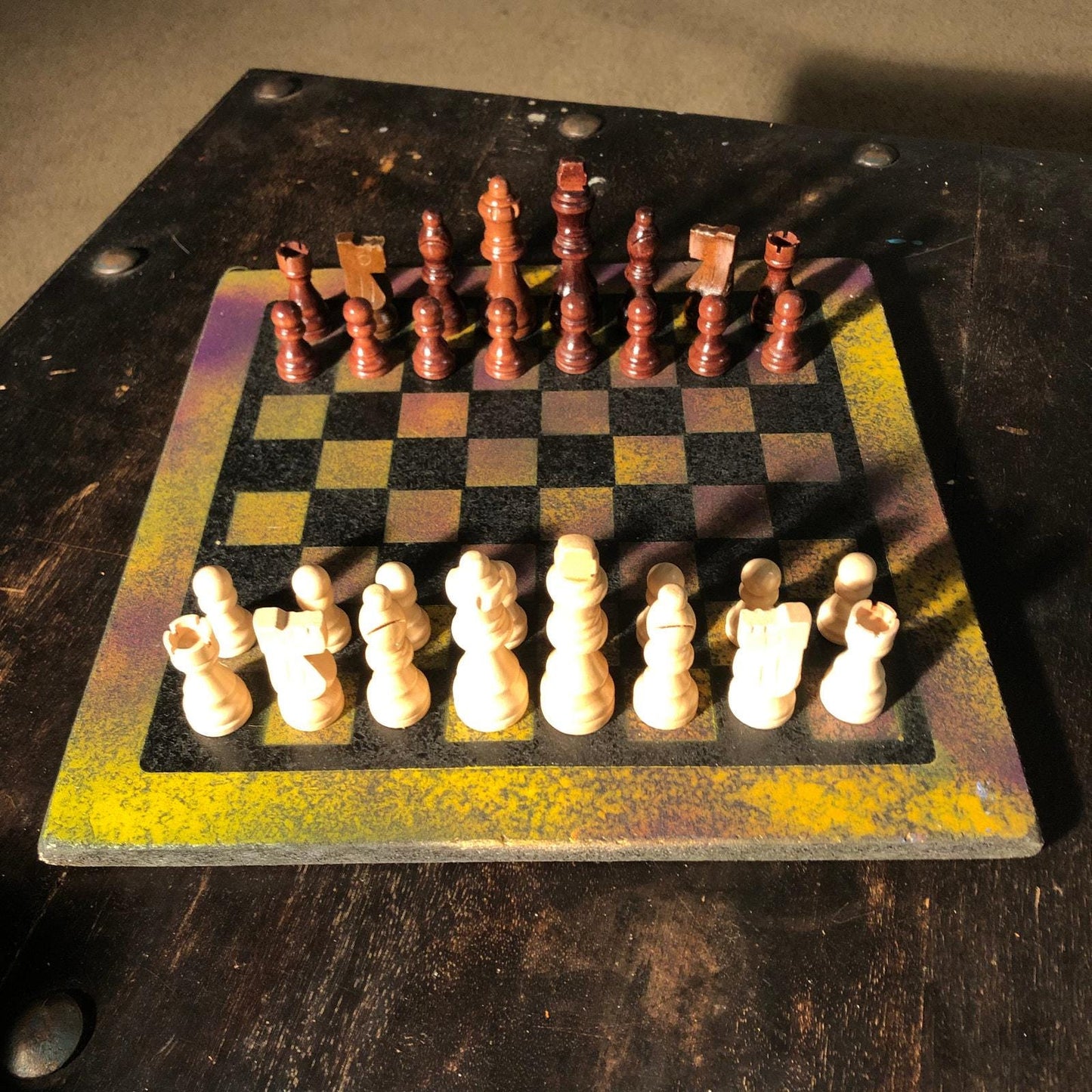 Chess Set - Rustic Yellow Purple