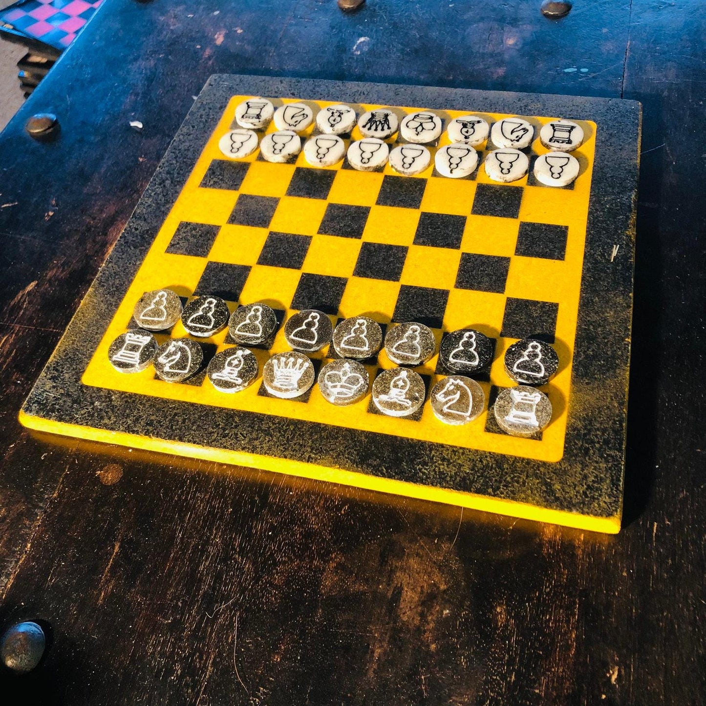 Chess Set - Black & Yellow (Resin Pieces)