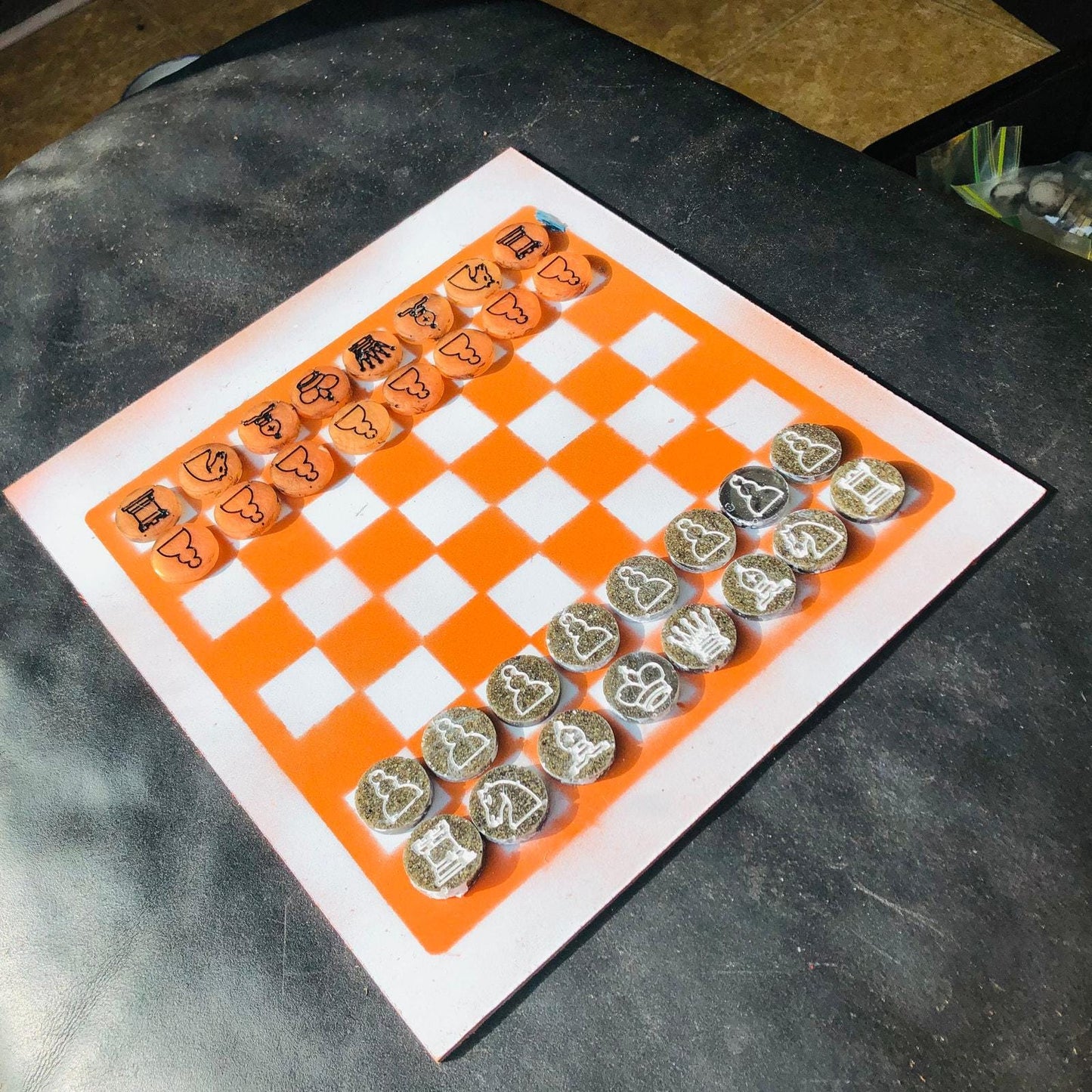 Chess Set - Orange & White