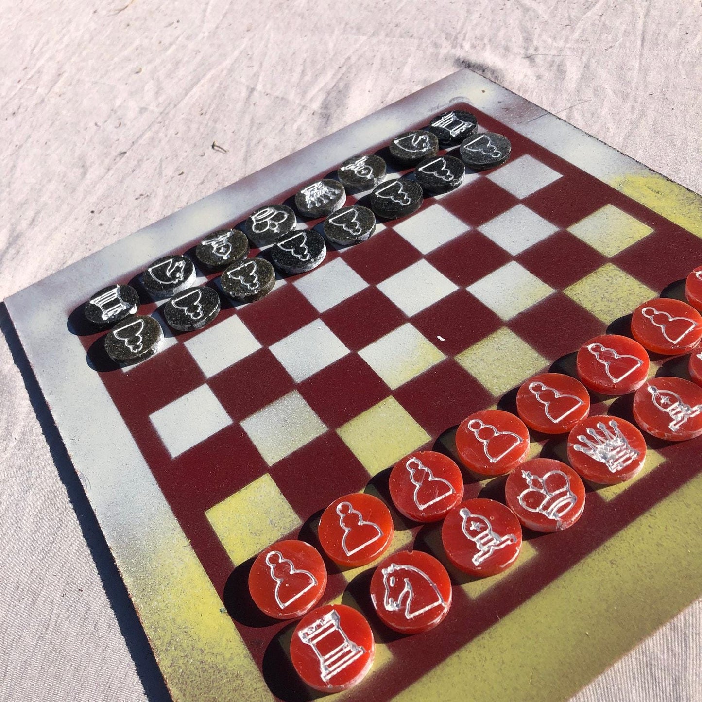 Chess Set - Faded Yellow Red