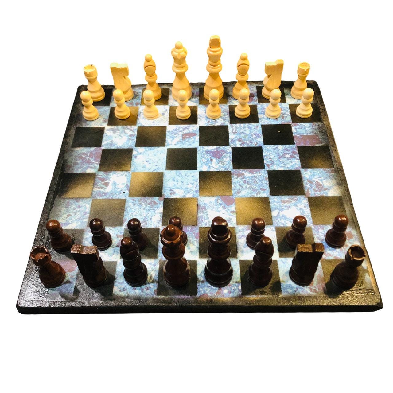 Scrapbook Chess Set - Blue Crystal