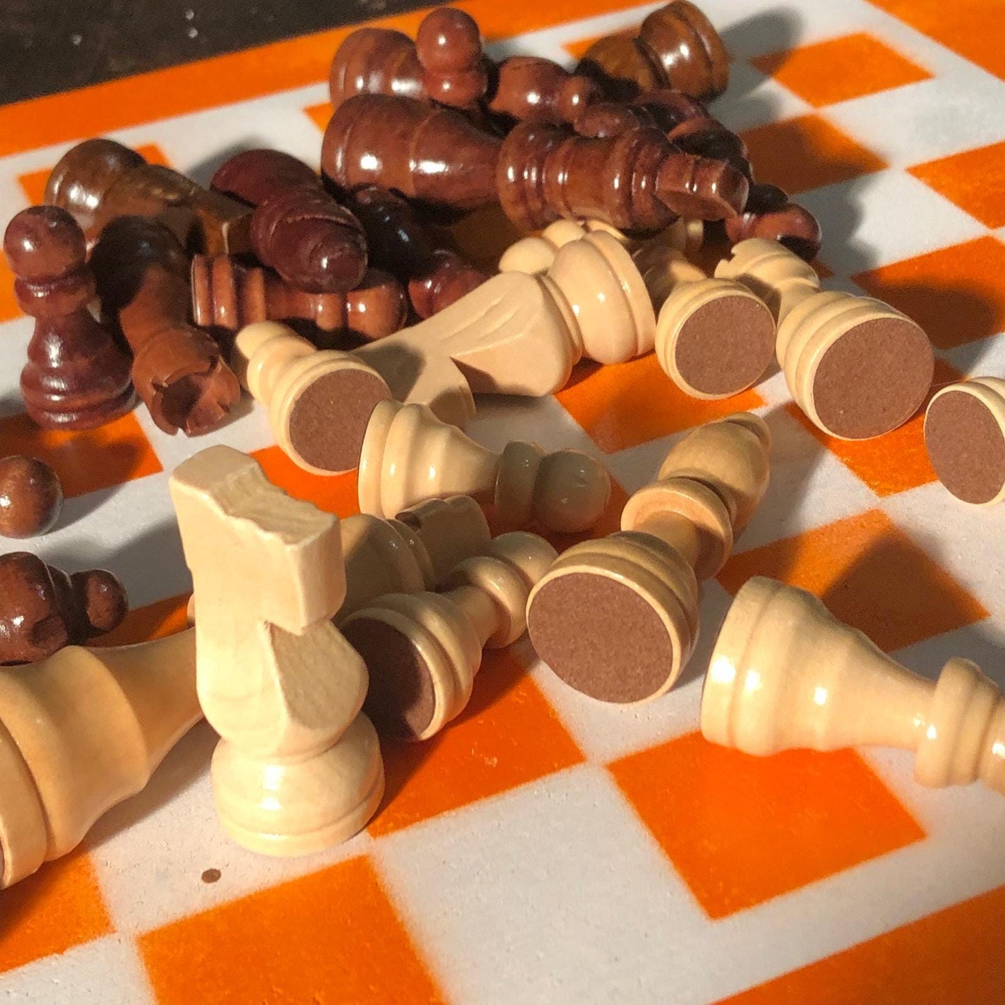 Chess Set - Orange & White (Wood Pieces)