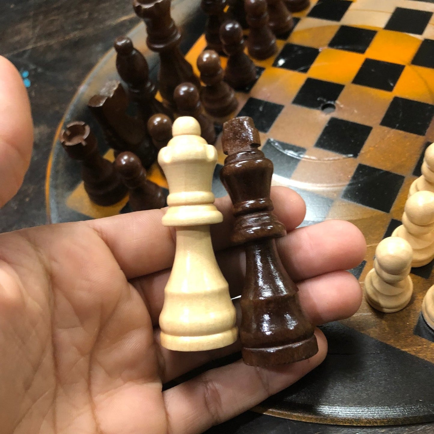 Vinyl Chess Set - Orange & Black