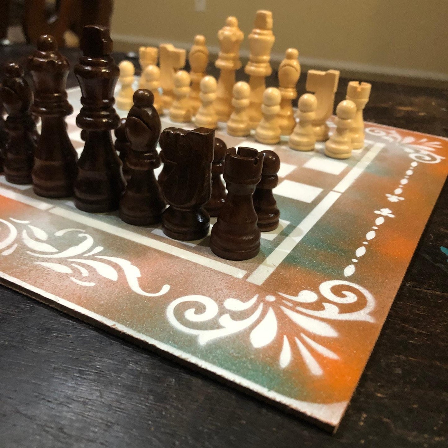 Chess Set - Mint Green & Orange Mix