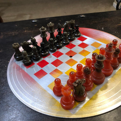 Vinyl Chess Set - Red Yellow Chrome (Resin Pieces)